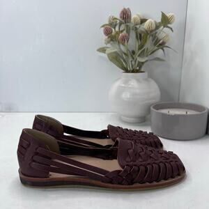 Nisolo Huarache Leather Sandal Slip On Leather Brandy Women 7 Anthropologie NWOB